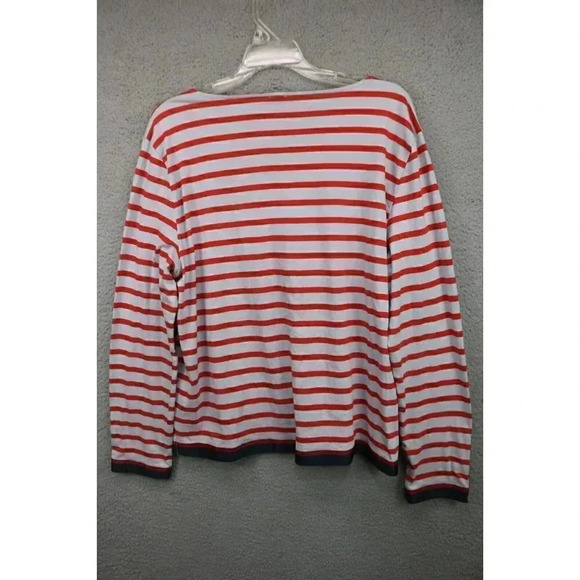 J. Crew Women's Size XL Grosgrain Ribbon Striped T-Shirt Nautical Buttons - Picture 6 of 8